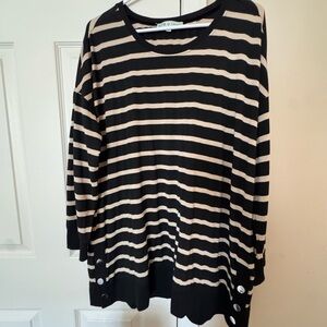 Cleo Black and Tan Striped Top